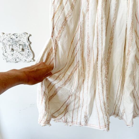 Free People Cactus Flowers Cream Striped Flowy Mini Dress L - Picture 7 of 12